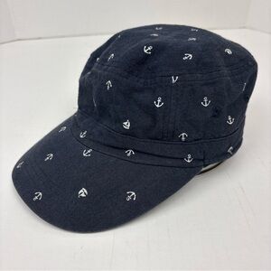 Sand N Sun Women Anchor Sailboat Baseball Cap Hat Navy Blue White Adjustable
